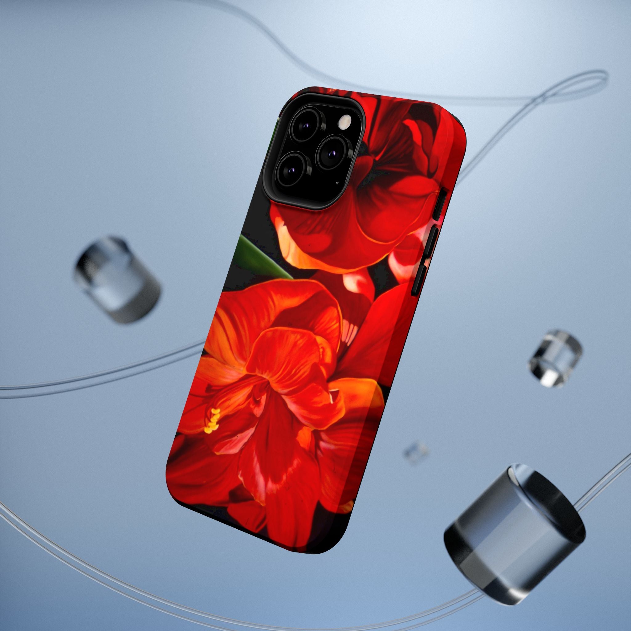 Phone case Lisa Herrera art print Red Amaryllis Floral Impact-Resistant Phone Case