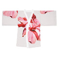 Kimono Pink Hibiscus Robe – Pink Hibiscus Print Long Sleeve Lounge Robe