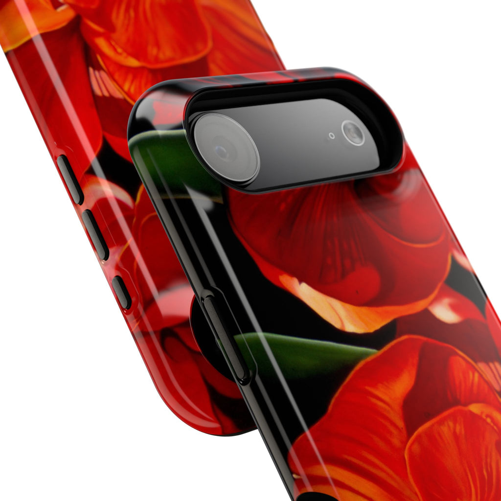 Phone case Lisa Herrera art print Red Amaryllis Floral Impact-Resistant Phone Case