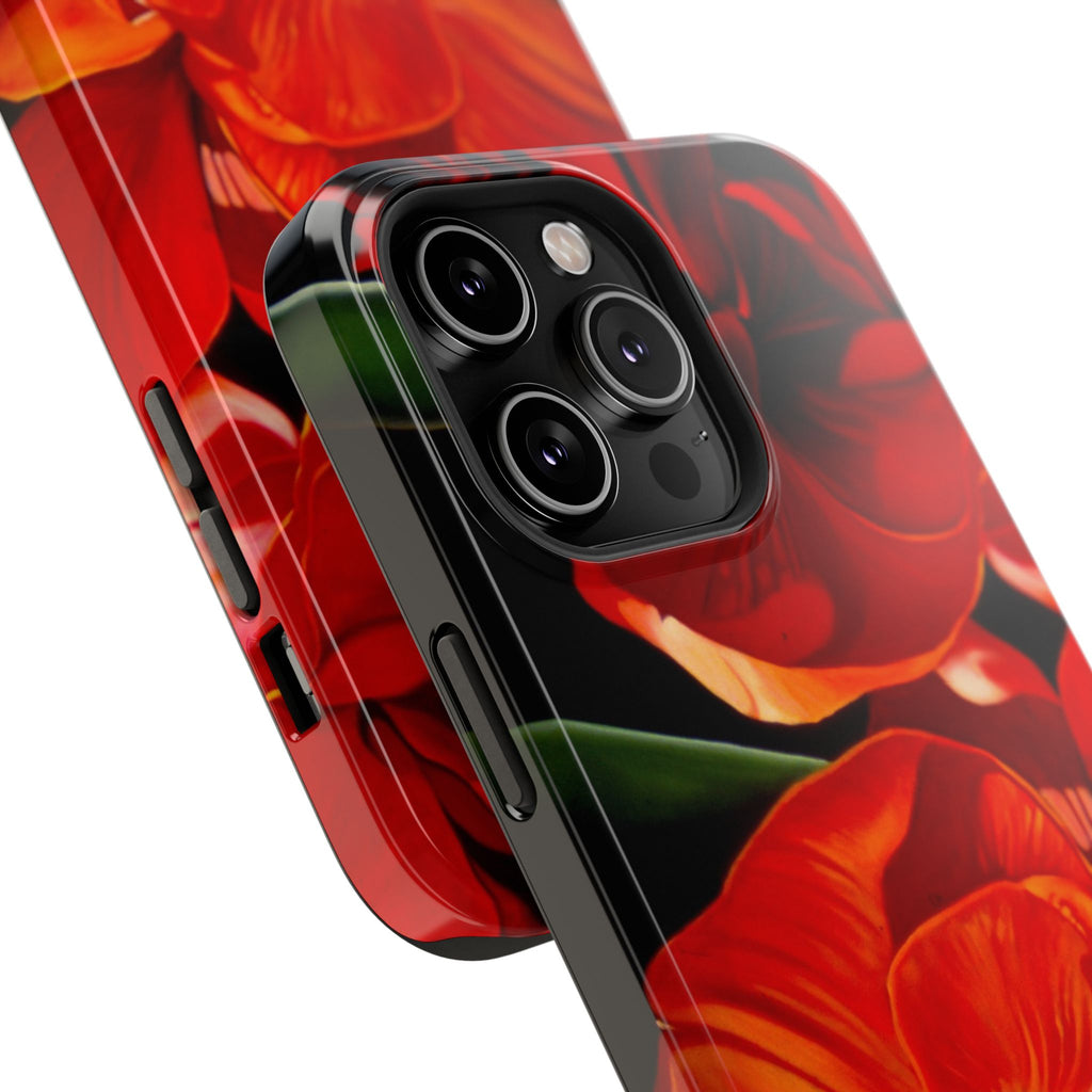 Phone case Lisa Herrera art print Red Amaryllis Floral Impact-Resistant Phone Case