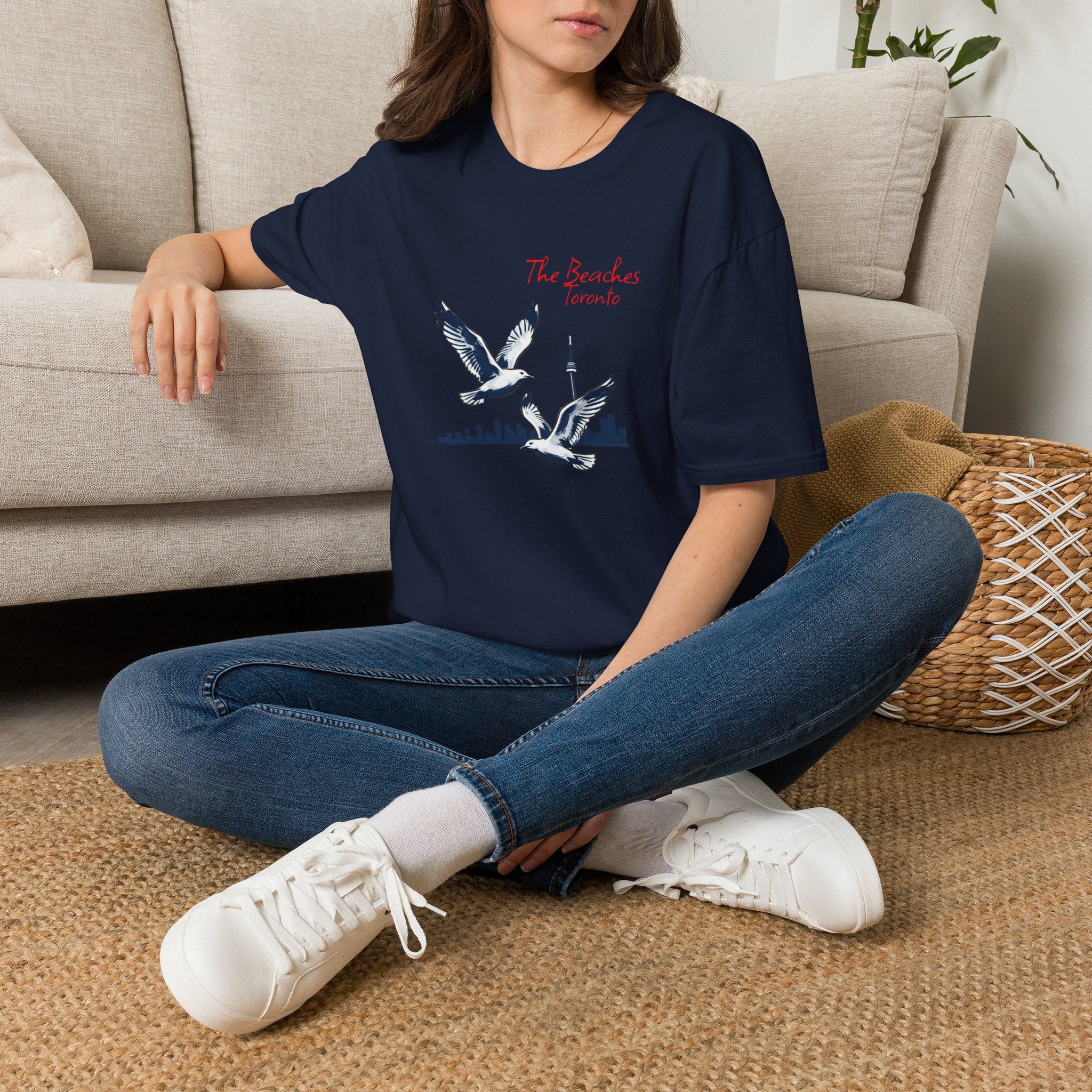 T-Shirt — The Beaches Toronto with Seagulls and cn tower