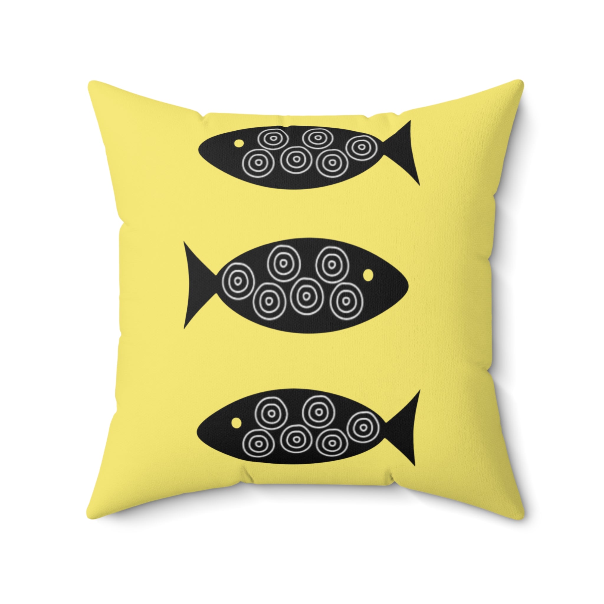 Throw Pillow Graphic Fish Pattern Decorative Pillow — yellow Nautical Throw Cushion