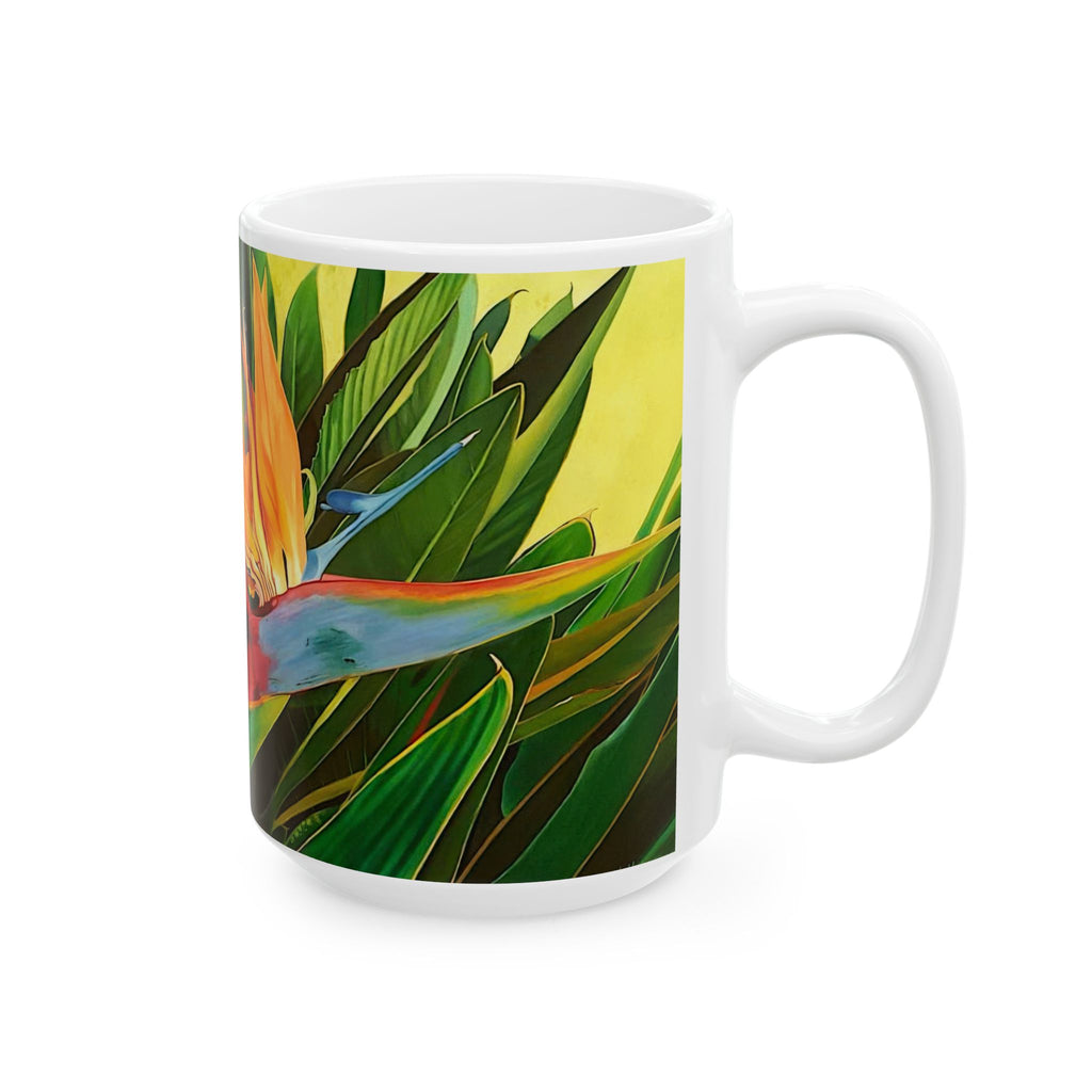 Ceramic Mug Lisa Herrera art print Bird of Paradise Floral  – Tropical Flower Painting Coffee Cup (11oz & 15oz)