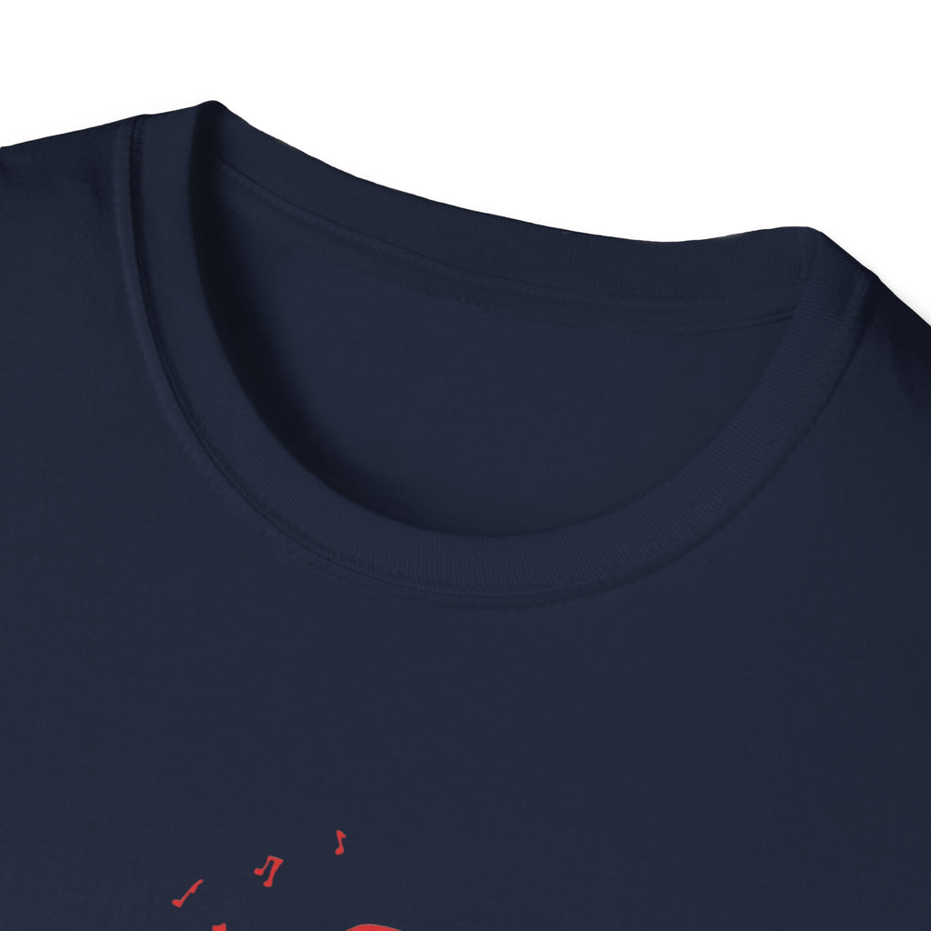 T-Shirt with red lined big drum drummer — Red Line Native Drummer Illustration