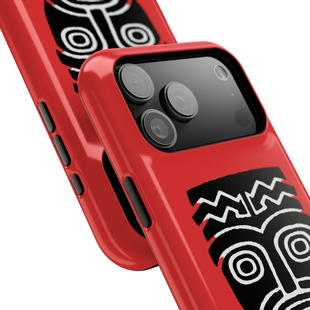 Phone Case Tiki Mask Impact-Resistant Phone Case — Bold Red Protective Cover