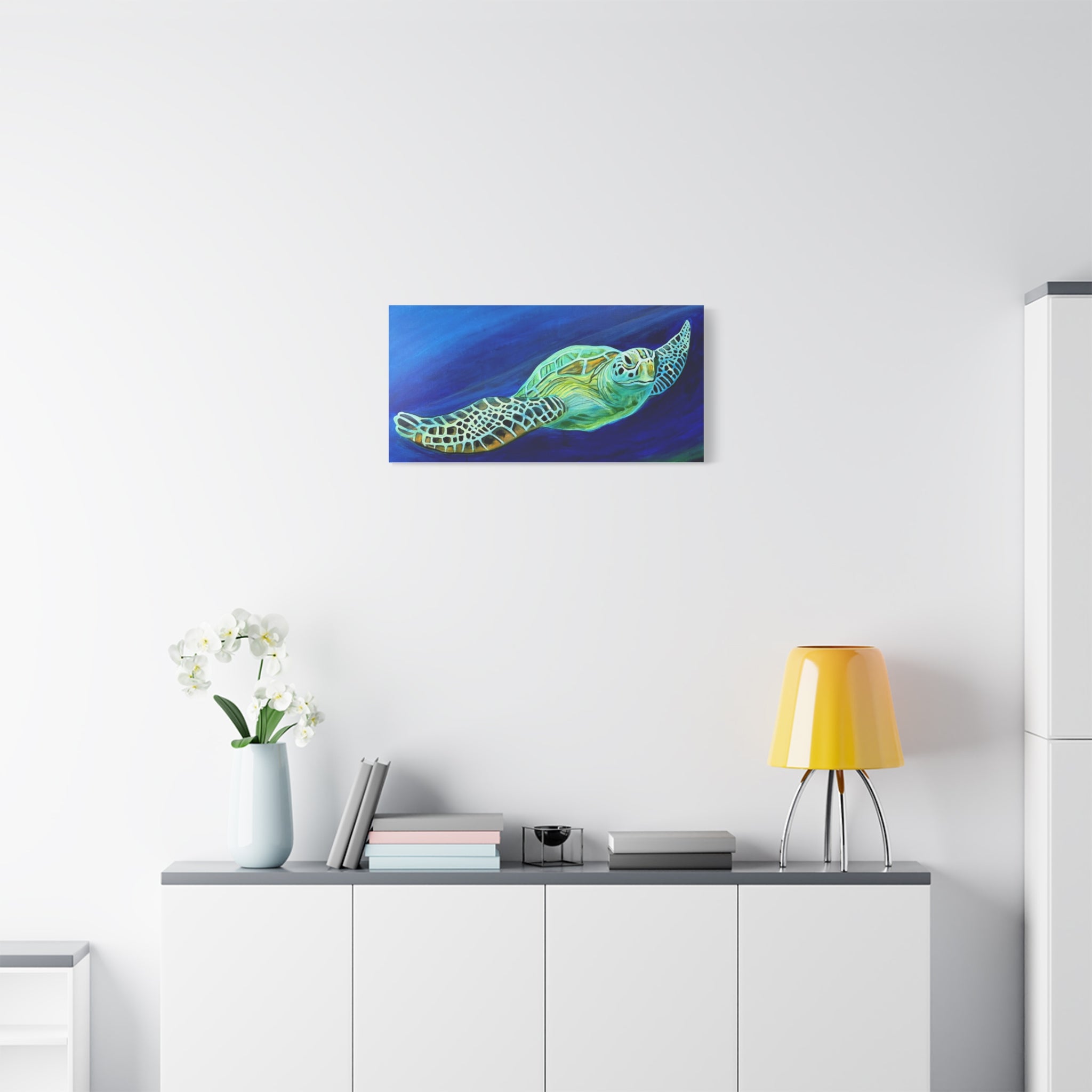 Sea Turtle Canvas Wall Art – Vibrant Marine Ocean Painting, Matte Stretched 1.25"