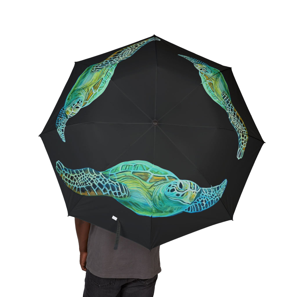 Umbrella Lisa Herrera art print Sea Turtle Foldable  — Compact Semi-Automatic Rain Parasol