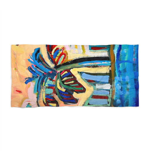 Beach Towel Lisa Herrera Abstract Palm Tree Print Coastal Art — Colorful Tropical beach palm Design