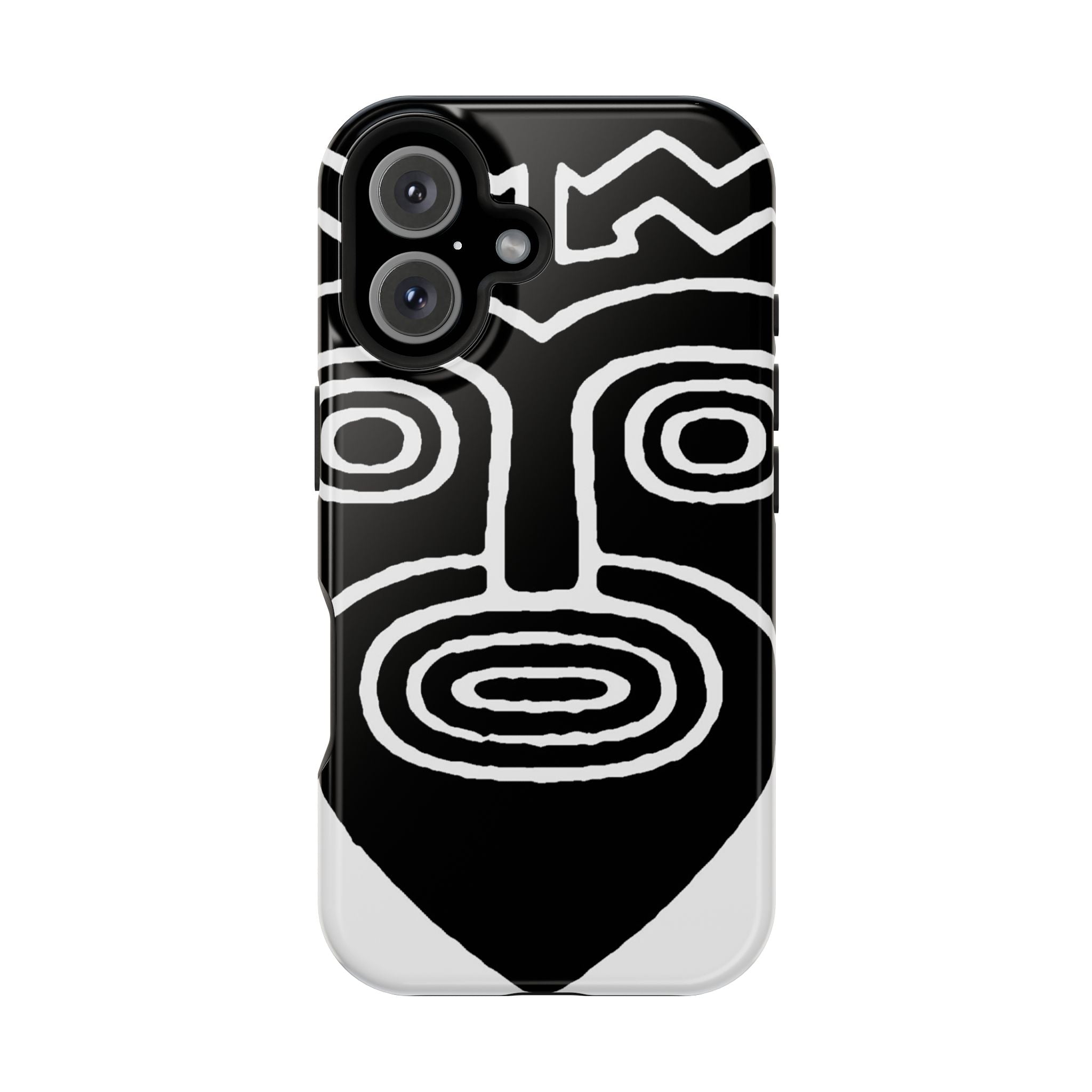 Phone Case — Black & White Tribal Mask Impact-Resistant Case