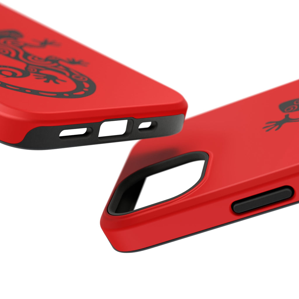 Phone Case Red Impact with Tribal Gecko Design — Shockproof Protective Cover