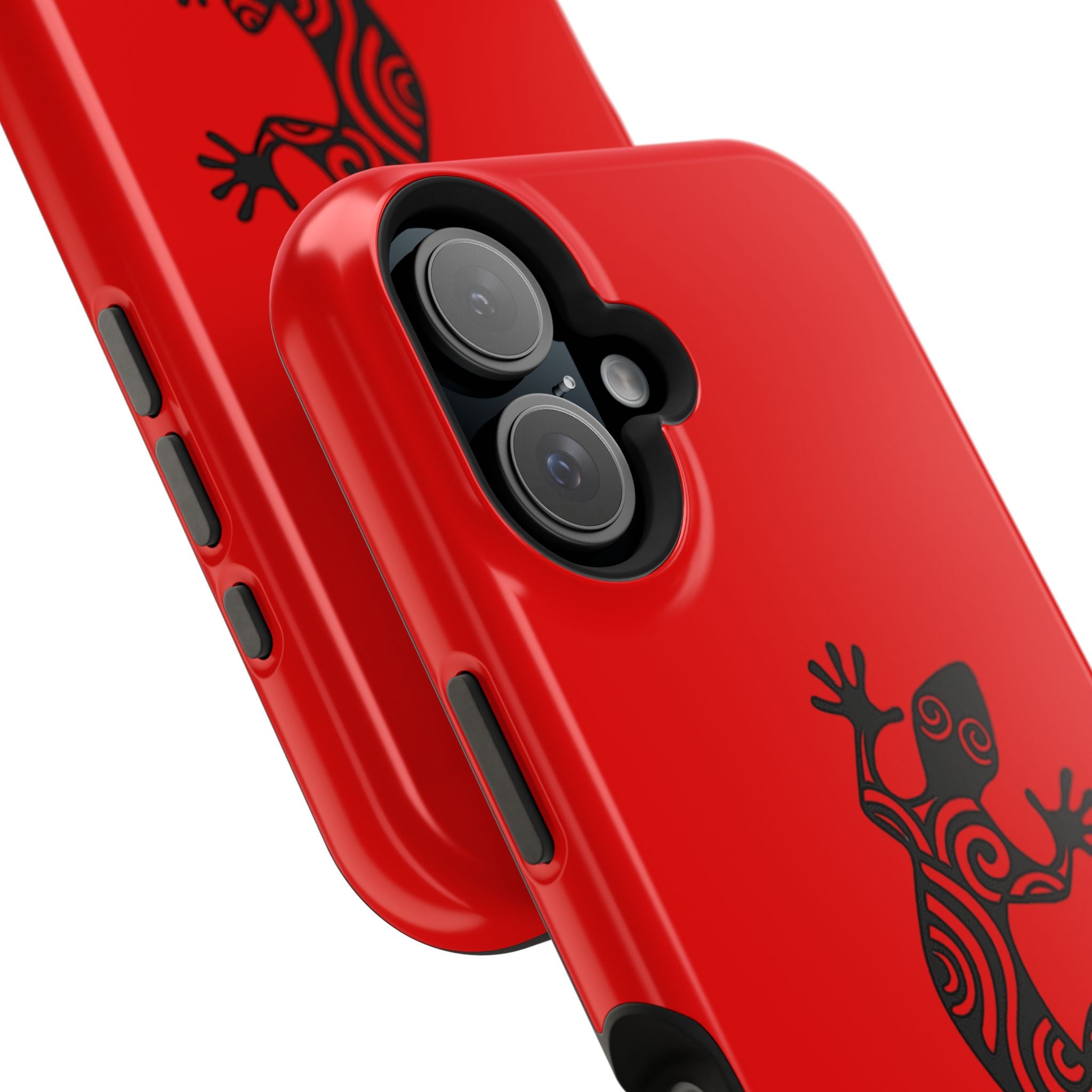 Phone Case Red Impact with Tribal Gecko Design — Shockproof Protective Cover