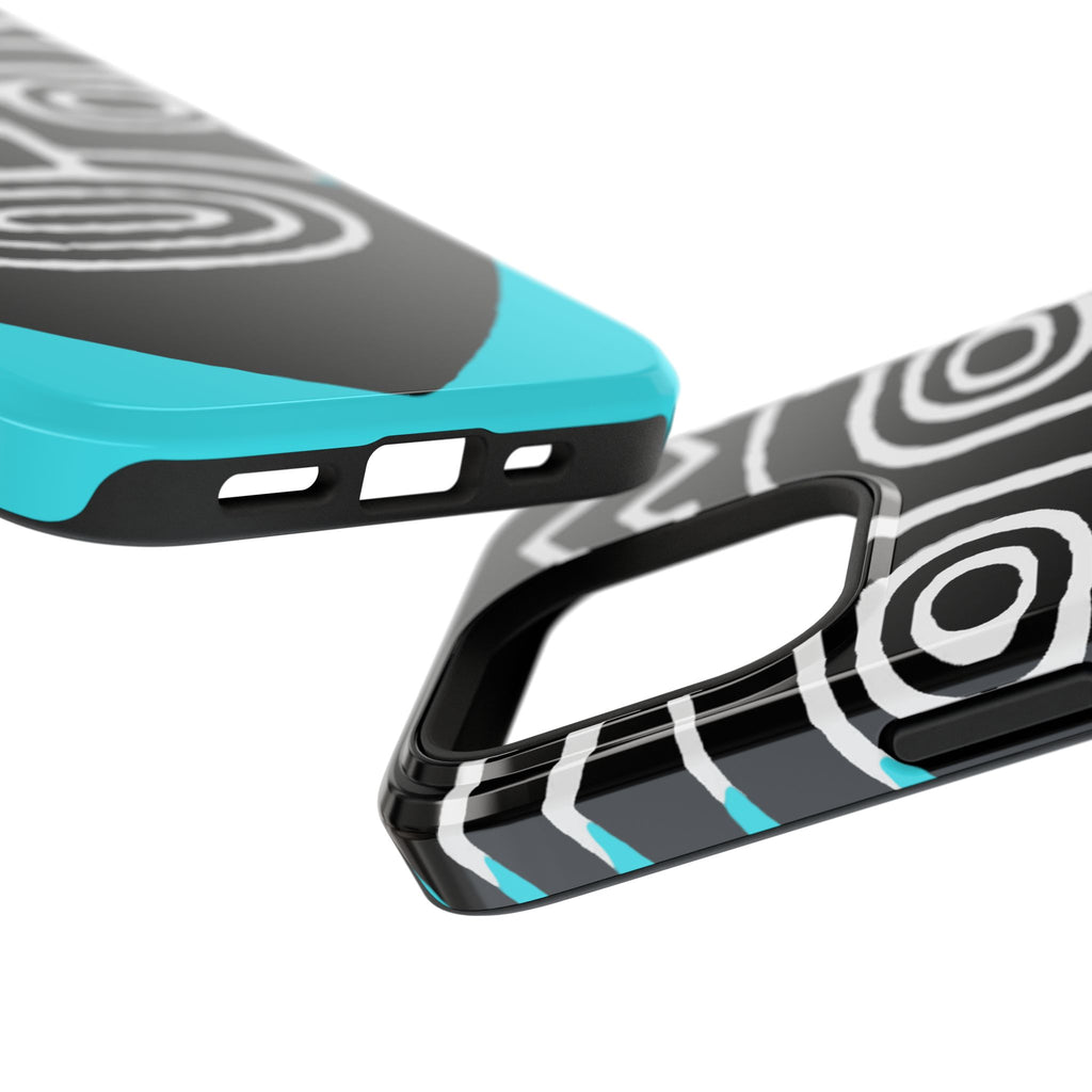 Phone case Impact-Resistant  — Abstract Tribal Mask Design (Black & Teal)