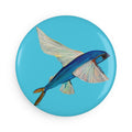 Flying Fish Magnet Turquoise — Round Ocean Art Button Magnet