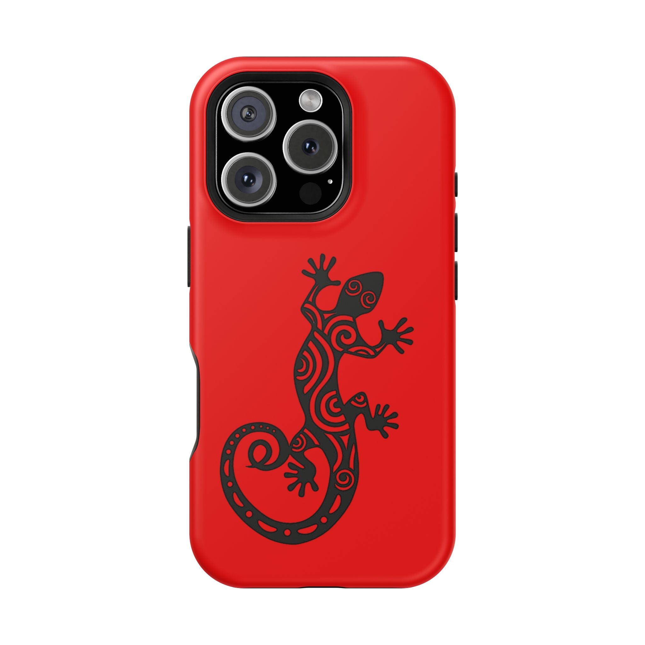 Phone Case Red Impact with Tribal Gecko Design — Shockproof Protective Cover
