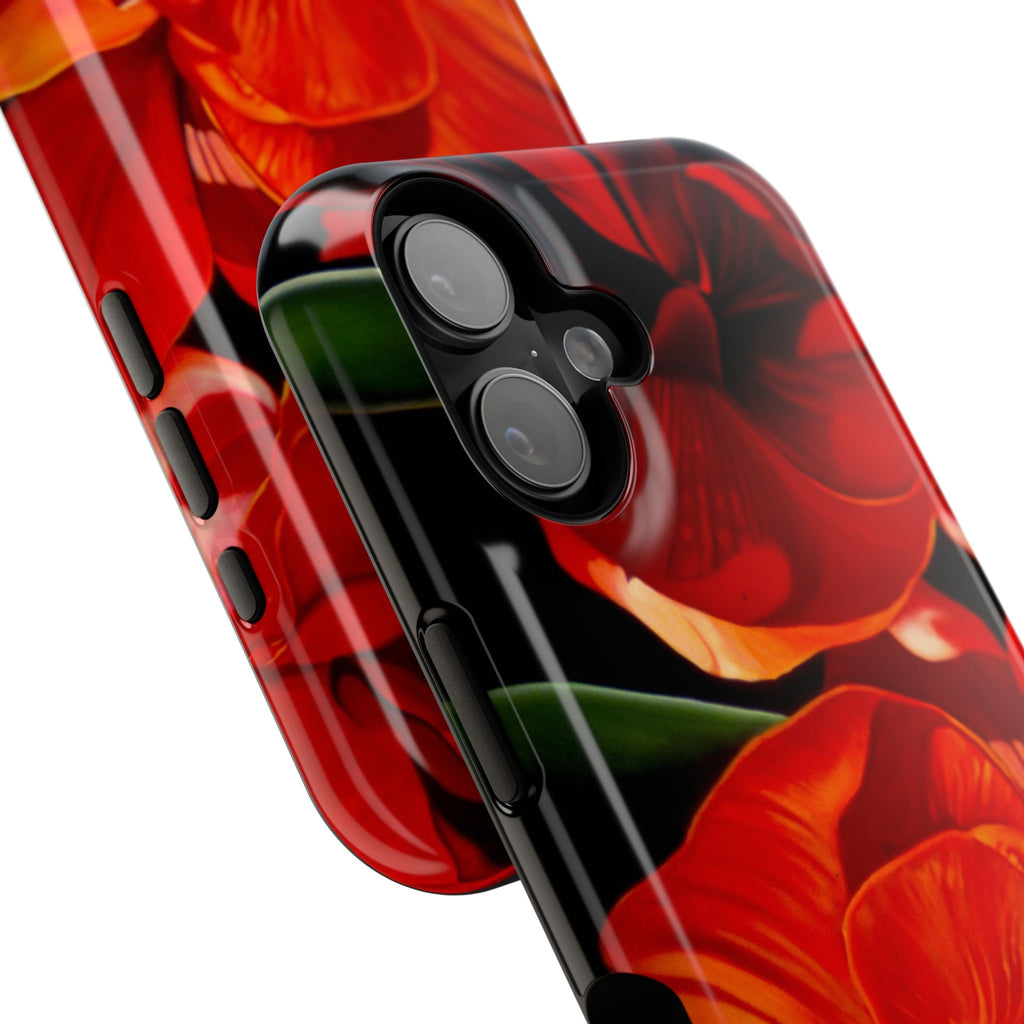 Phone case Lisa Herrera art print Red Amaryllis Floral Impact-Resistant Phone Case