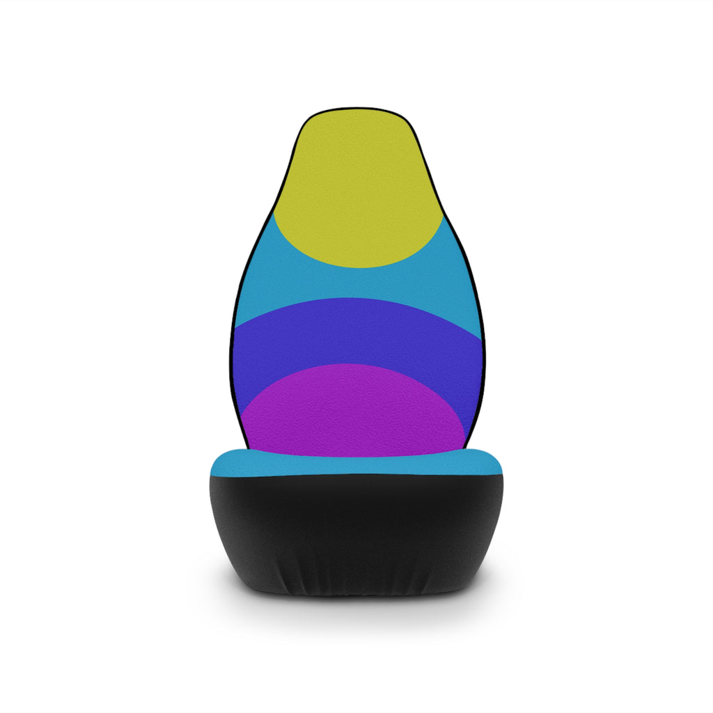 Car Seat Covers — Colorful Retro Circle Vibrant Blue, Purple & Lime Design