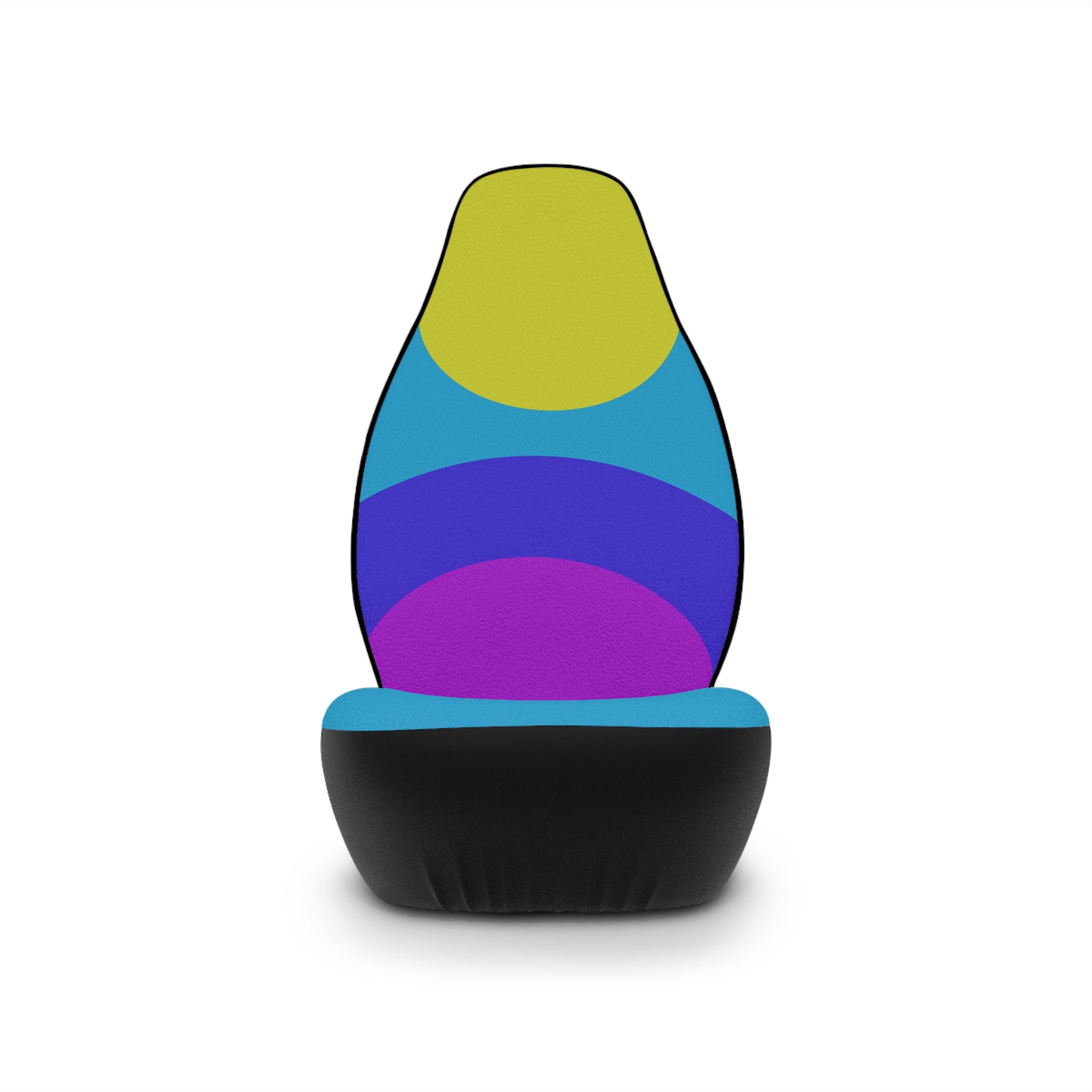 Car Seat Covers — Colorful Retro Circle Vibrant Blue, Purple & Lime Design