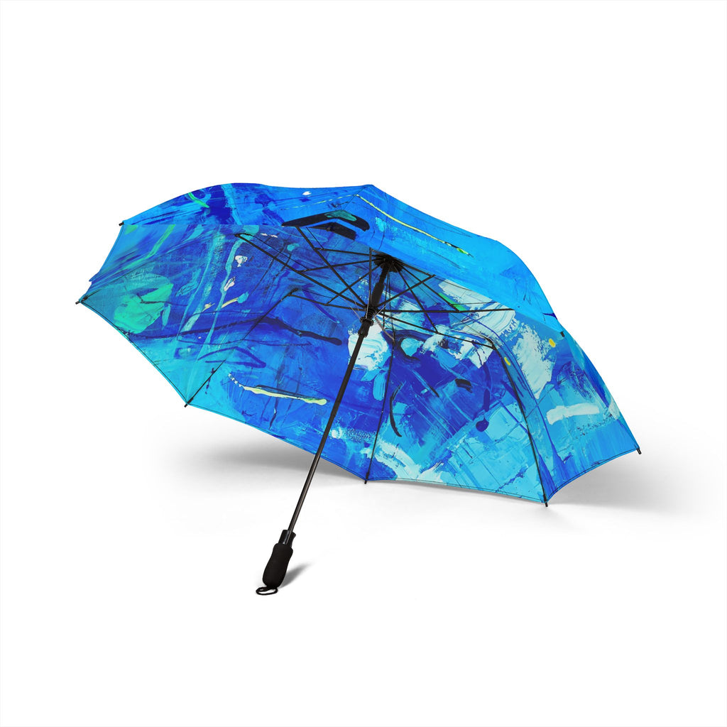 Umbrella Lisa Herrera art print Blue Abstract Art Foldable Umbrella — Semi-Automatic Compact Rain Umbrella