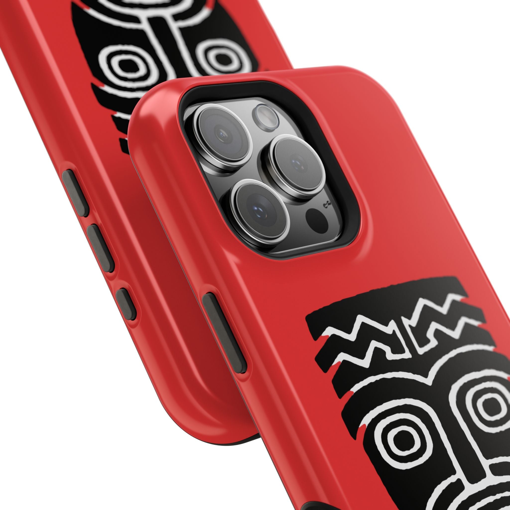 Phone Case Tiki Mask Impact-Resistant Phone Case — Bold Red Protective Cover