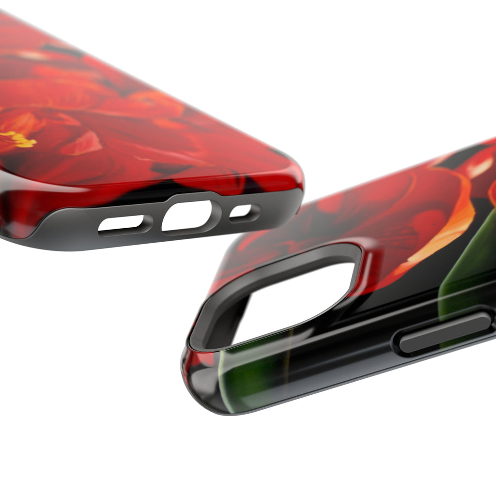 Phone case Lisa Herrera art print Red Amaryllis Floral Impact-Resistant Phone Case