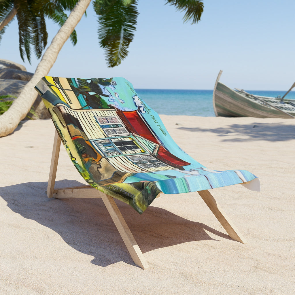 Beach Towel Lisa Herrera Carriacou Grenada  — Vibrant Ocean Art for Beach & Pool