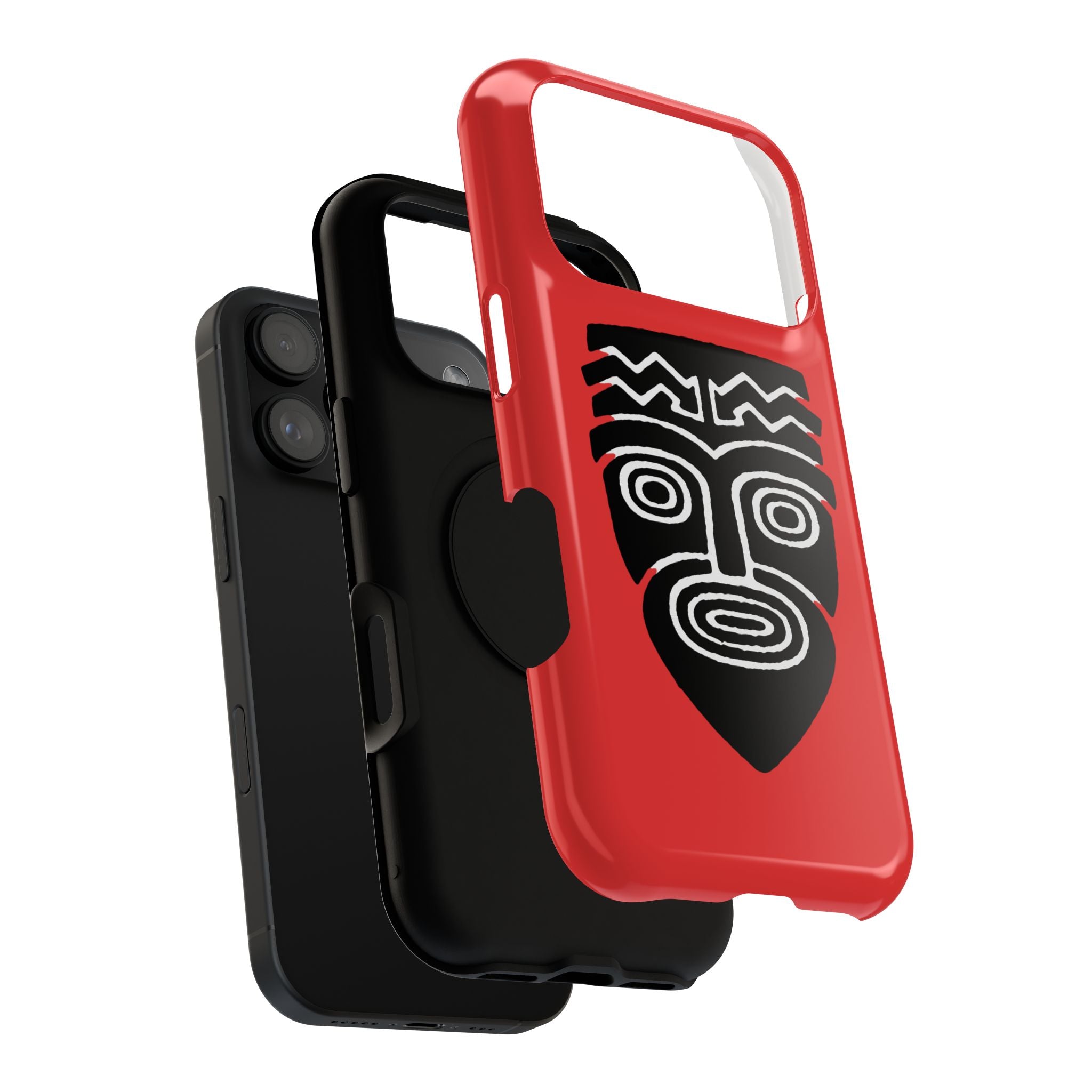 Phone Case Tiki Mask Impact-Resistant Phone Case — Bold Red Protective Cover