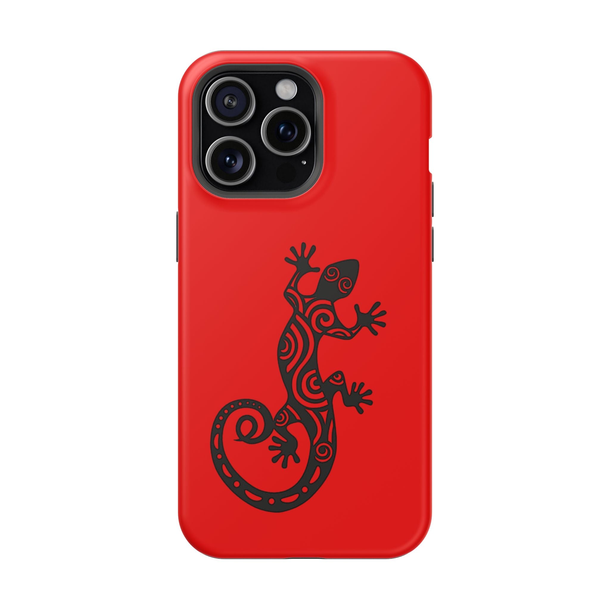 Phone Case Red Impact with Tribal Gecko Design — Shockproof Protective Cover