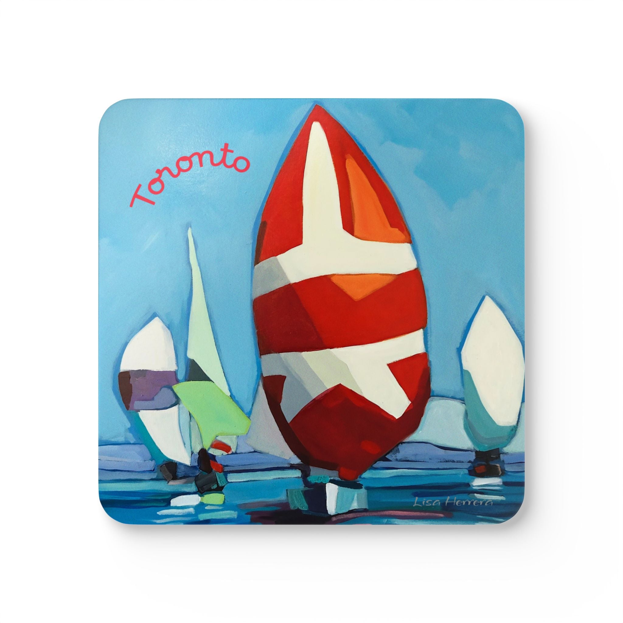 Toronto Sailboats Cork Coaster Set – Colorful Nautical Drink Coasters (Set of 4)