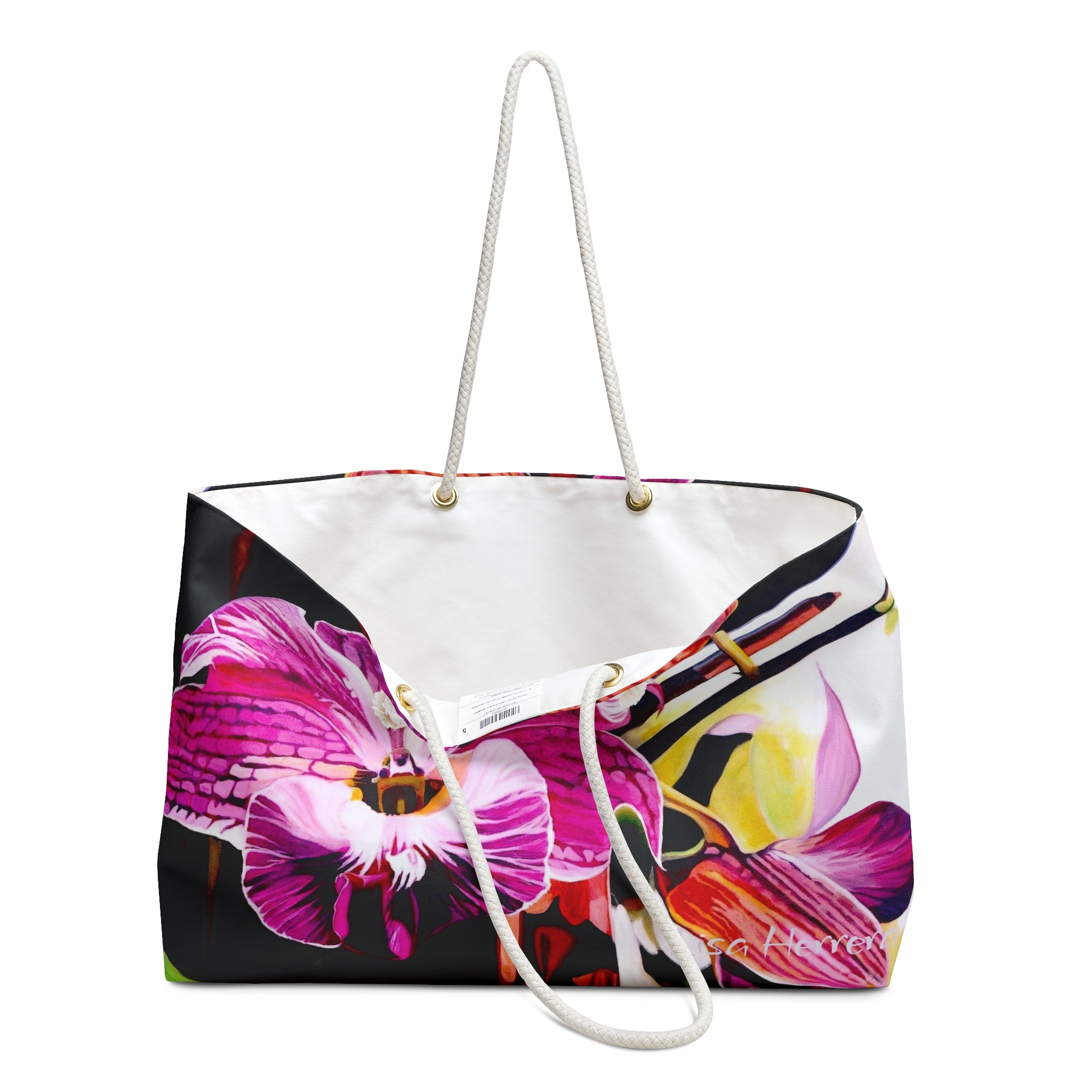Weekender Bag Lisa Herrera art Floral Orchid  — Large Tropical Travel Tote