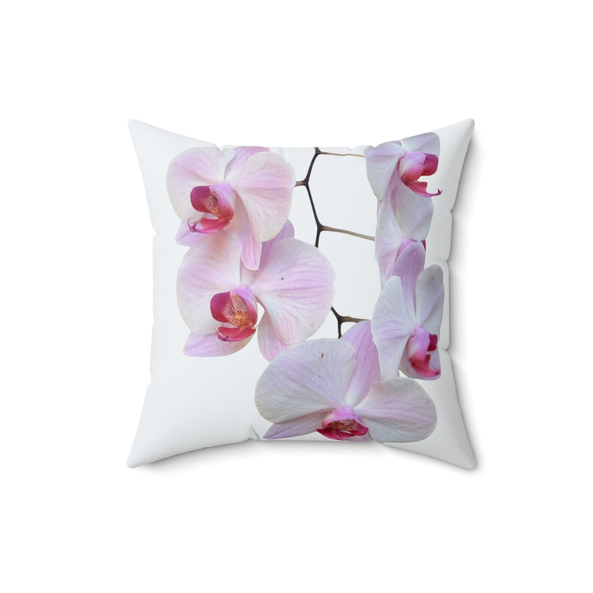Throw Pillow Lt Pink Orchids  white background - Tropical Decorative Cushion