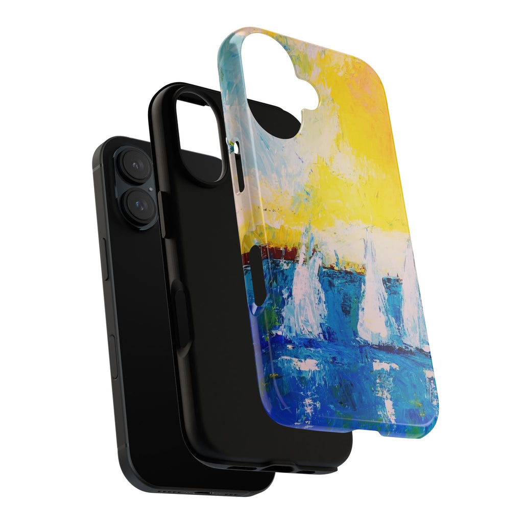 Phone Case Lisa Herrera art print Sailboats  — Nautical Abstract Art Tough iPhone Case