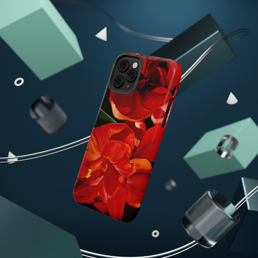Phone case Lisa Herrera art print Red Amaryllis Floral Impact-Resistant Phone Case
