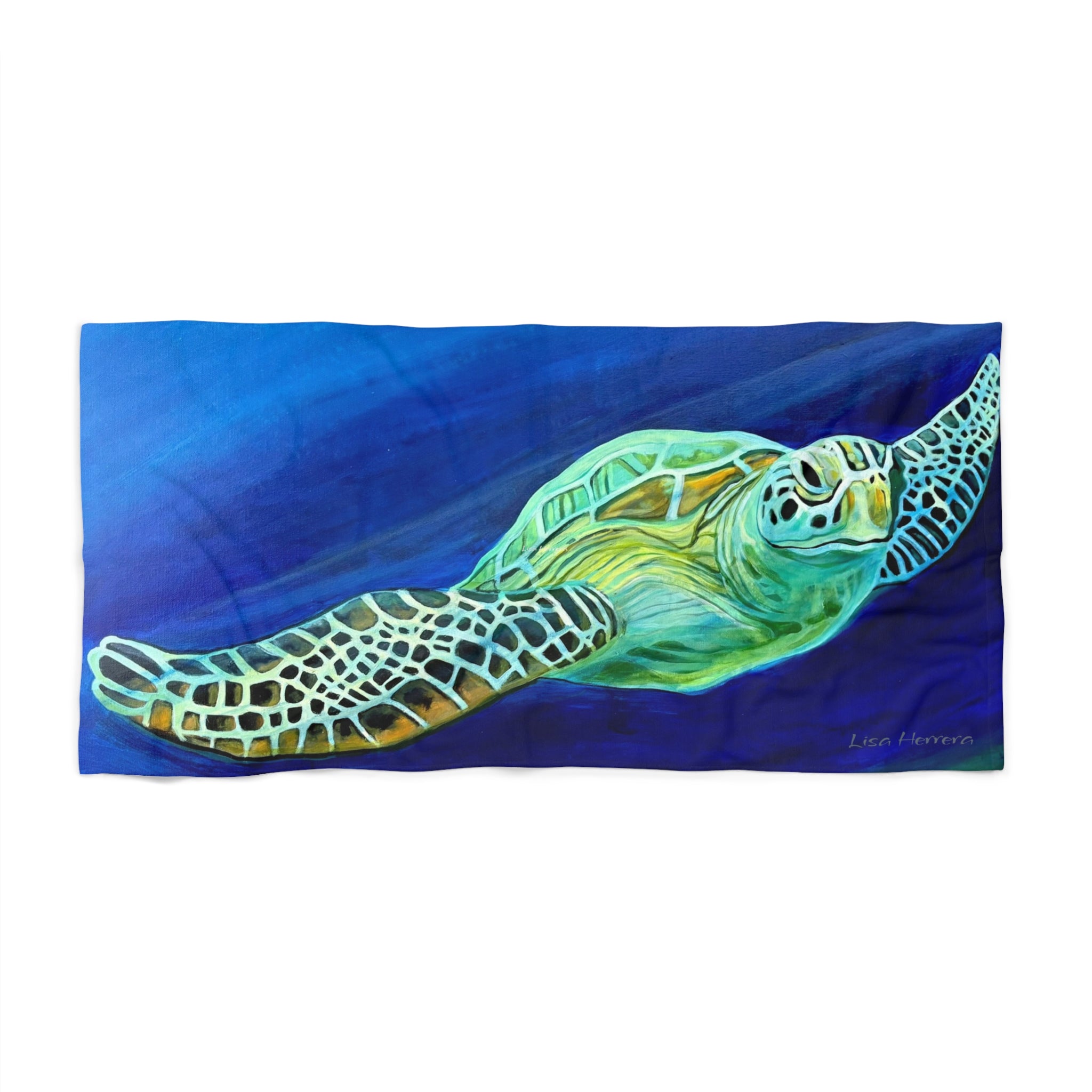 Beach Towel Turtle Painting – Vibrant Ocean Swim Design