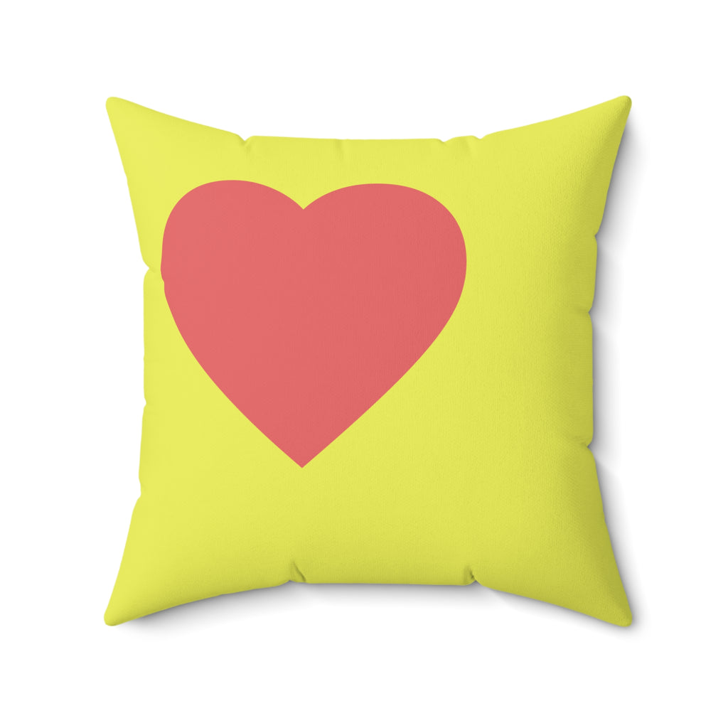 Throw Pillow Red Hearts on Yellow  - Decorative Cushion