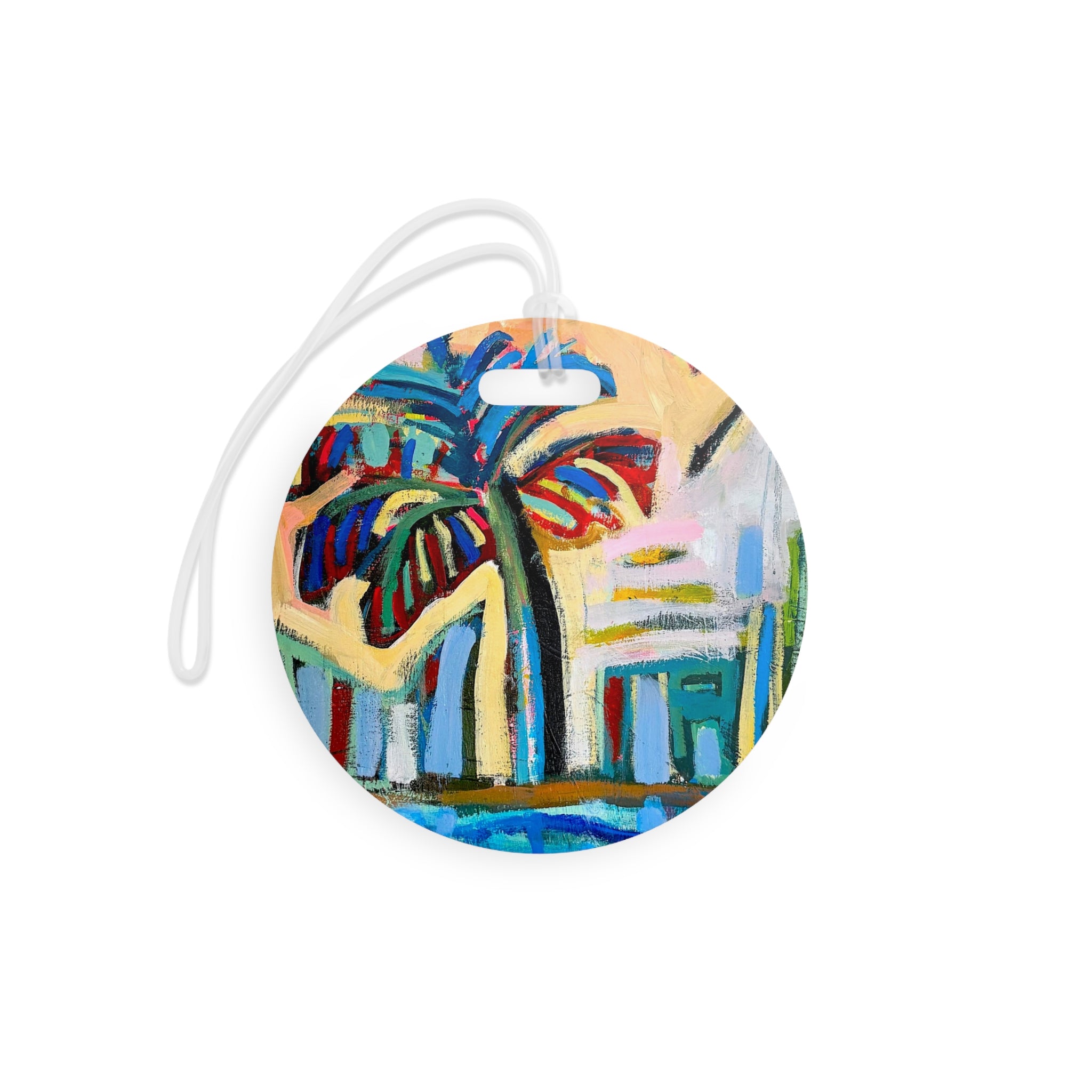 Luggage Tag Lisa Herrera art print Tropical Palm – Colorful Beach Art Travel ID