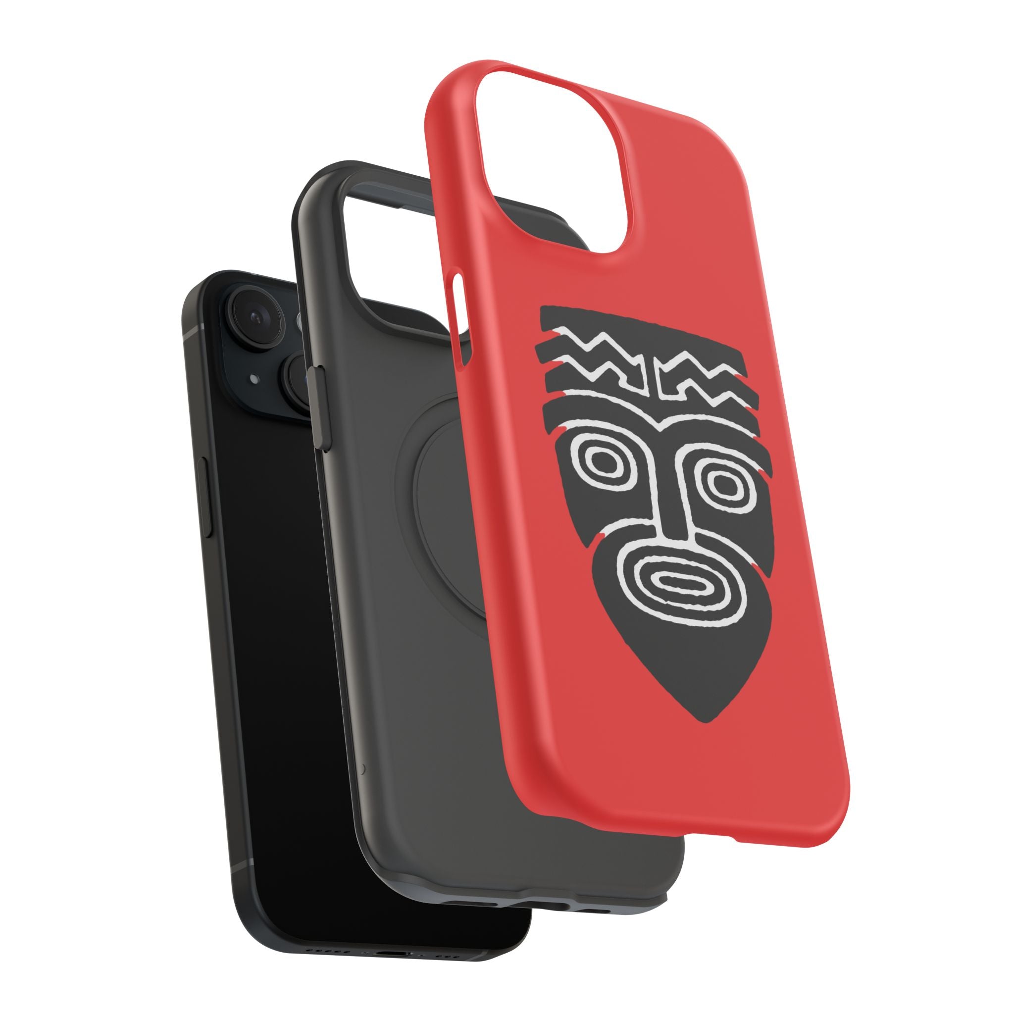 Phone Case Tiki Mask Impact-Resistant Phone Case — Bold Red Protective Cover
