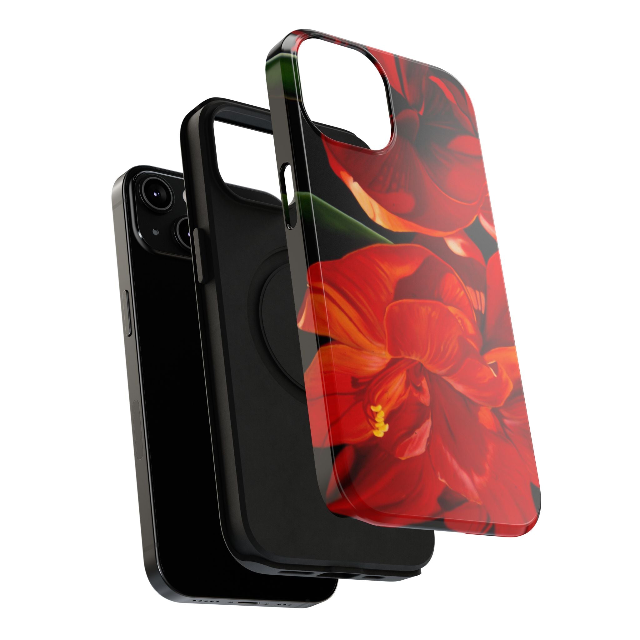 Phone case Lisa Herrera art print Red Amaryllis Floral Impact-Resistant Phone Case