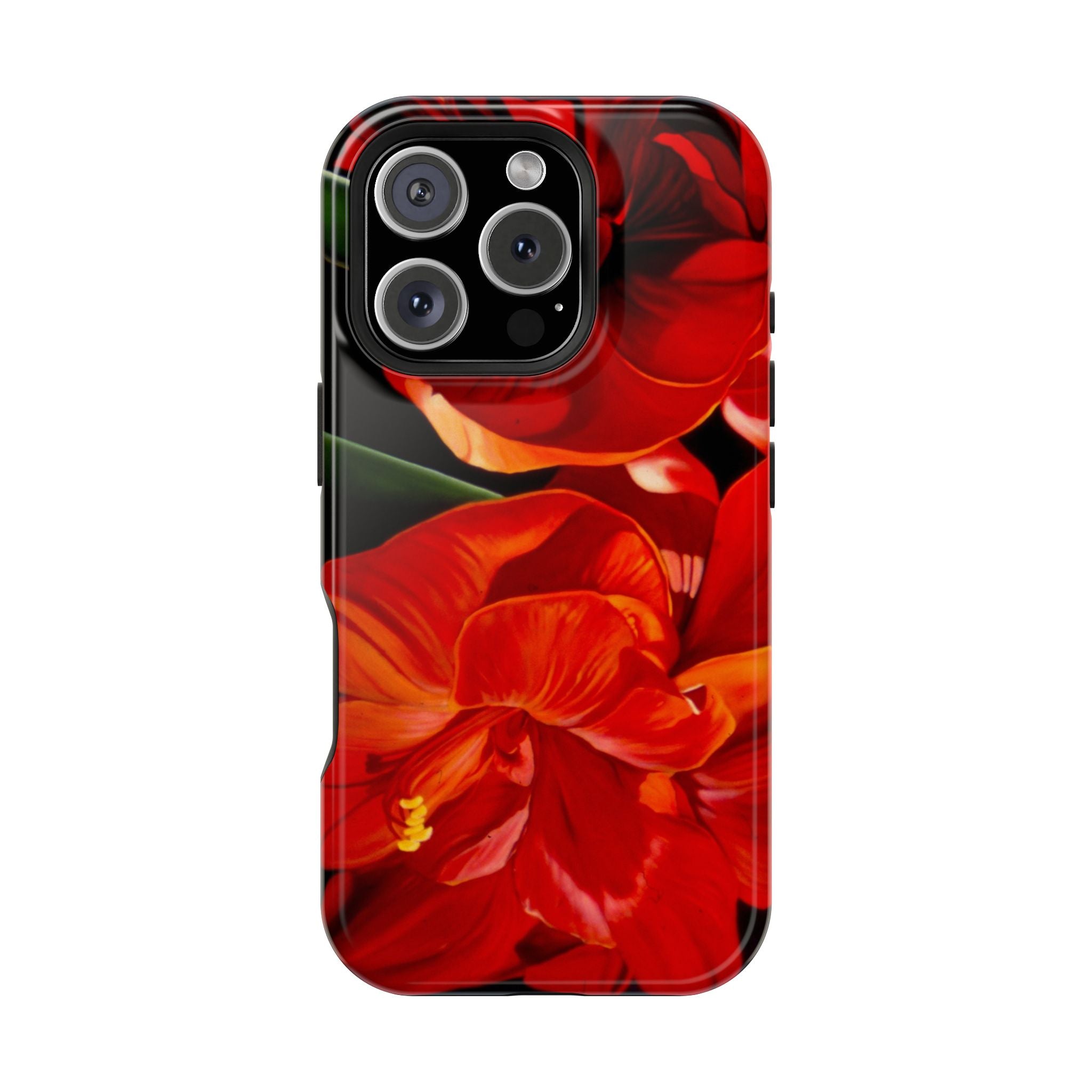 Phone case Lisa Herrera art print Red Amaryllis Floral Impact-Resistant Phone Case