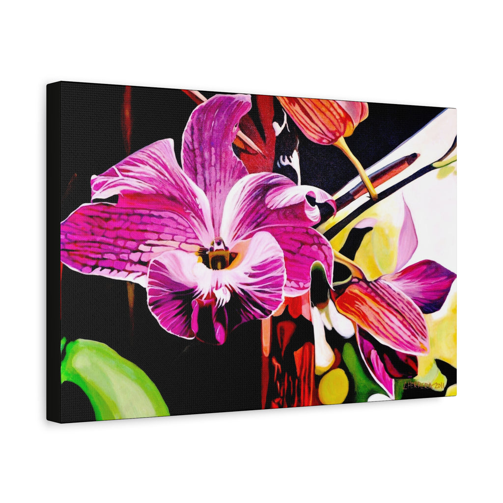 Canvas Print of Purple Orchid — Pink Botanical Wall Art, Matte Stretched Canvas