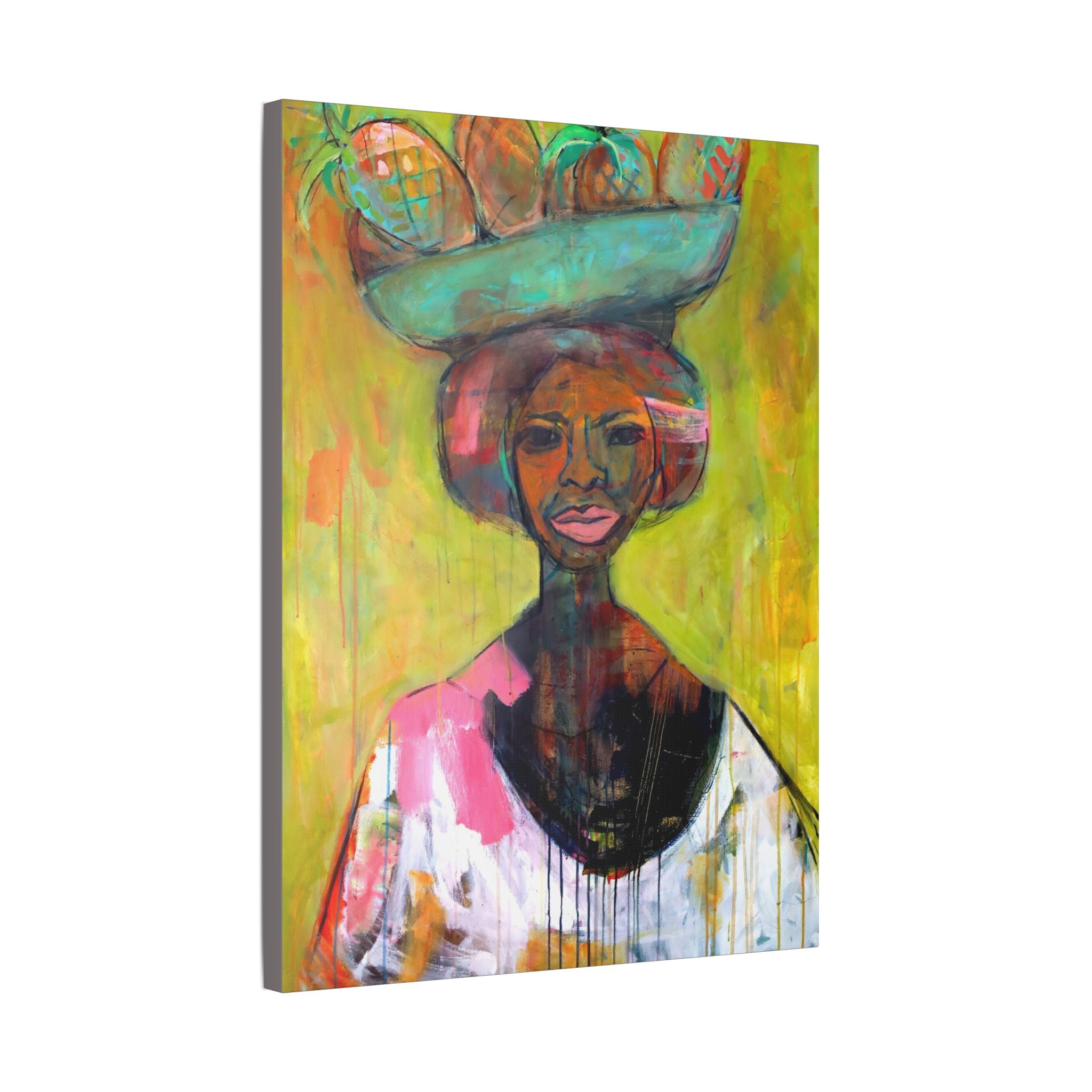 Canvas Lisa Herrera art print Lady Lady Fruit Vendor  — Stretched Wall Art