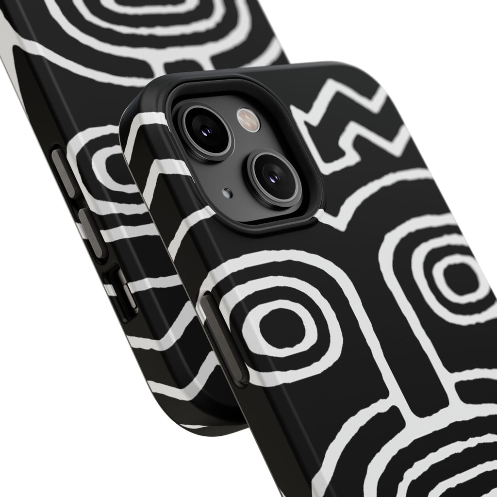 Phone Case — Black & White Tribal Mask Impact-Resistant Case