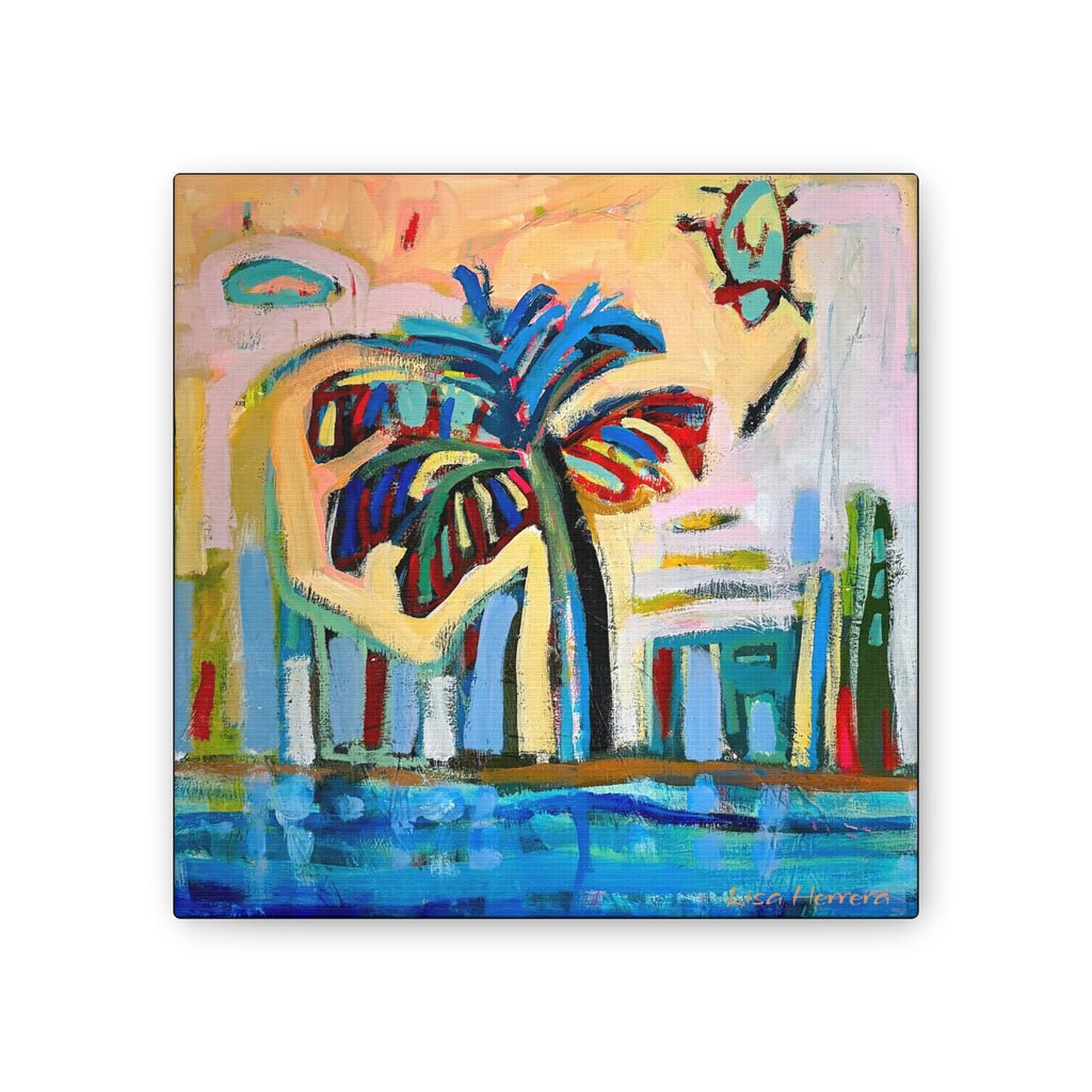 Canvas Print Lisa Herrera Art Tropical Palm Canvas Print – Colorful Abstract Beach Wall Art (Satin Stretched)