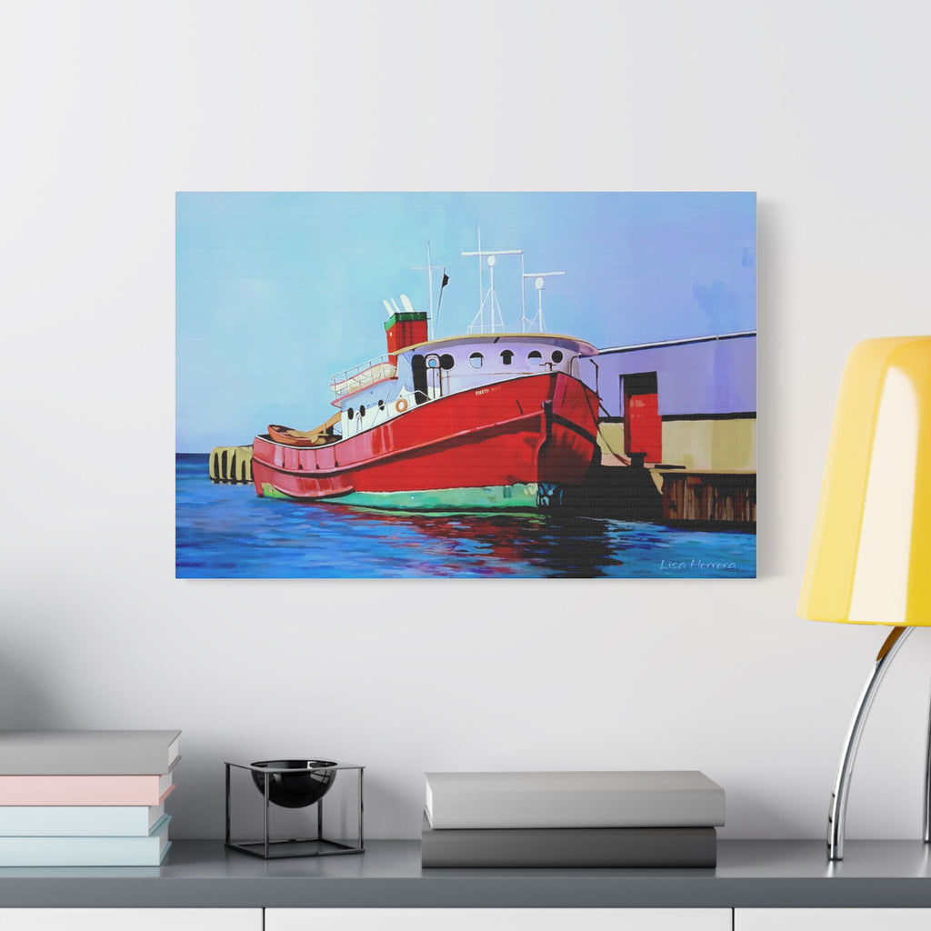 Canvas Print Lisa Herrera Art Red Tugboat Canvas Print — Stretched Satin Wall Art
