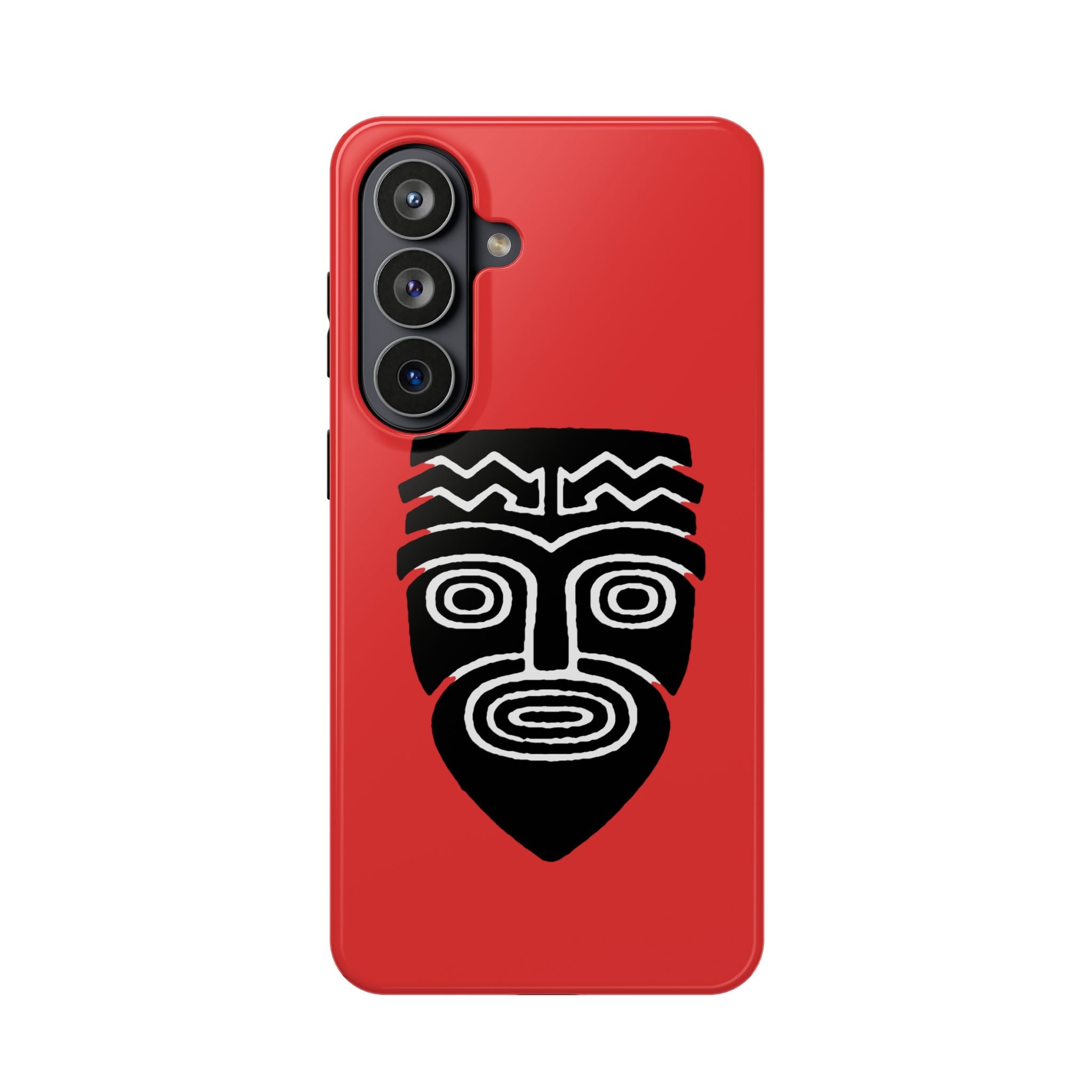 Phone Case Tiki Mask Impact-Resistant Phone Case — Bold Red Protective Cover