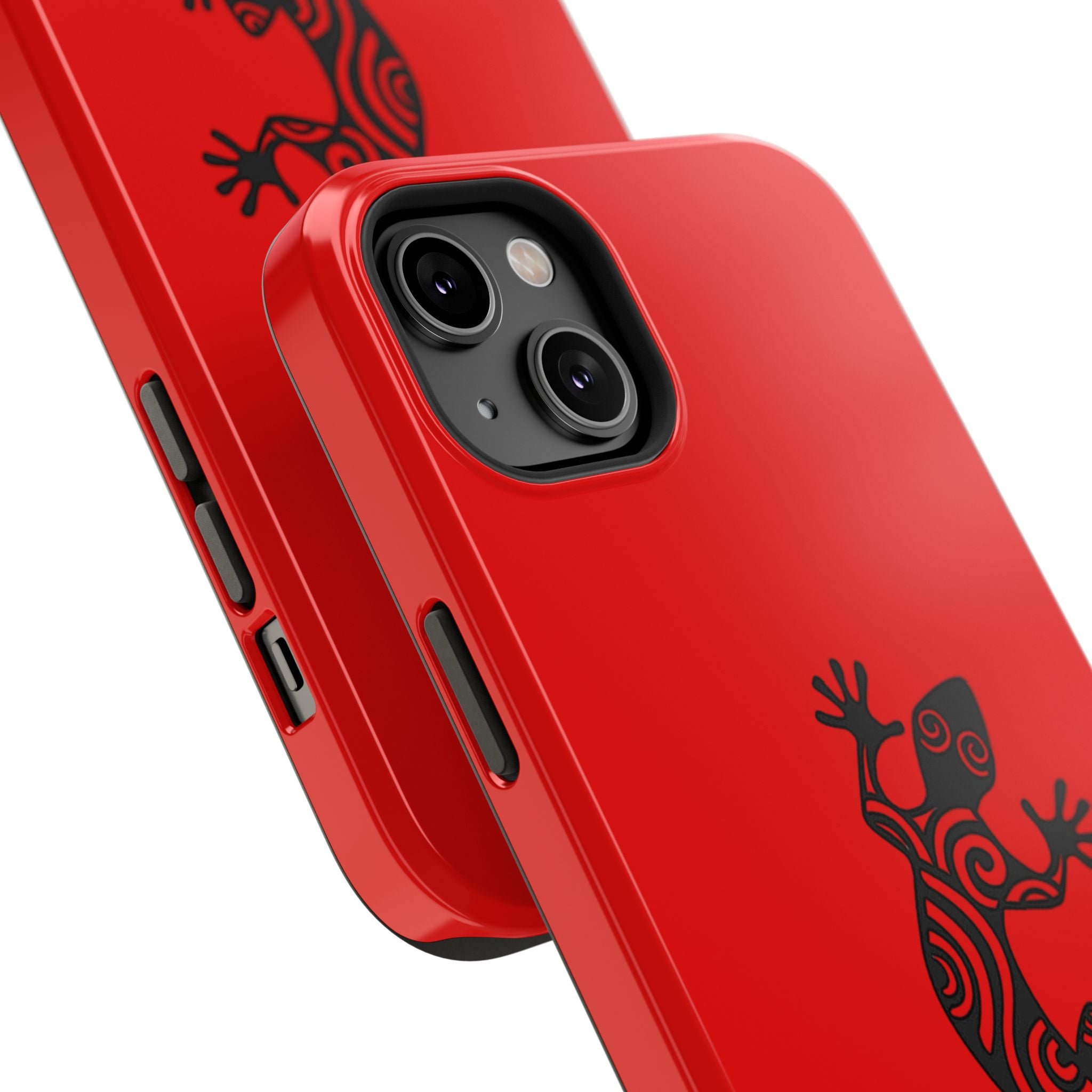 Phone Case Red Impact with Tribal Gecko Design — Shockproof Protective Cover