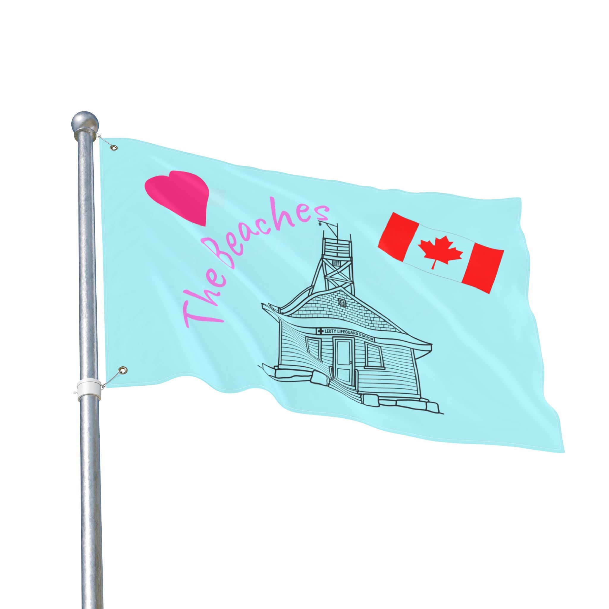 Outdoor Flag - The Beaches Leuty Stn with Canada flag