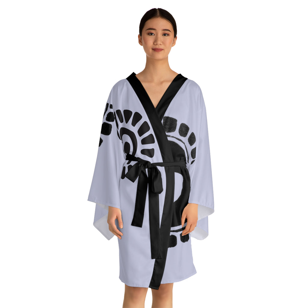 Kimono Robe Petroglyphs Lilac — Lightweight Long Sleeve Lounge Wrap