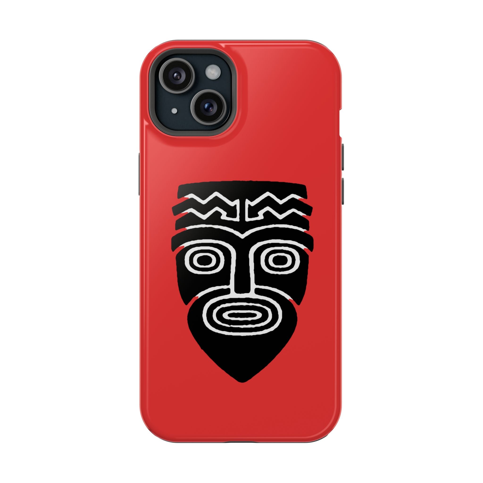 Phone Case Tiki Mask Impact-Resistant Phone Case — Bold Red Protective Cover