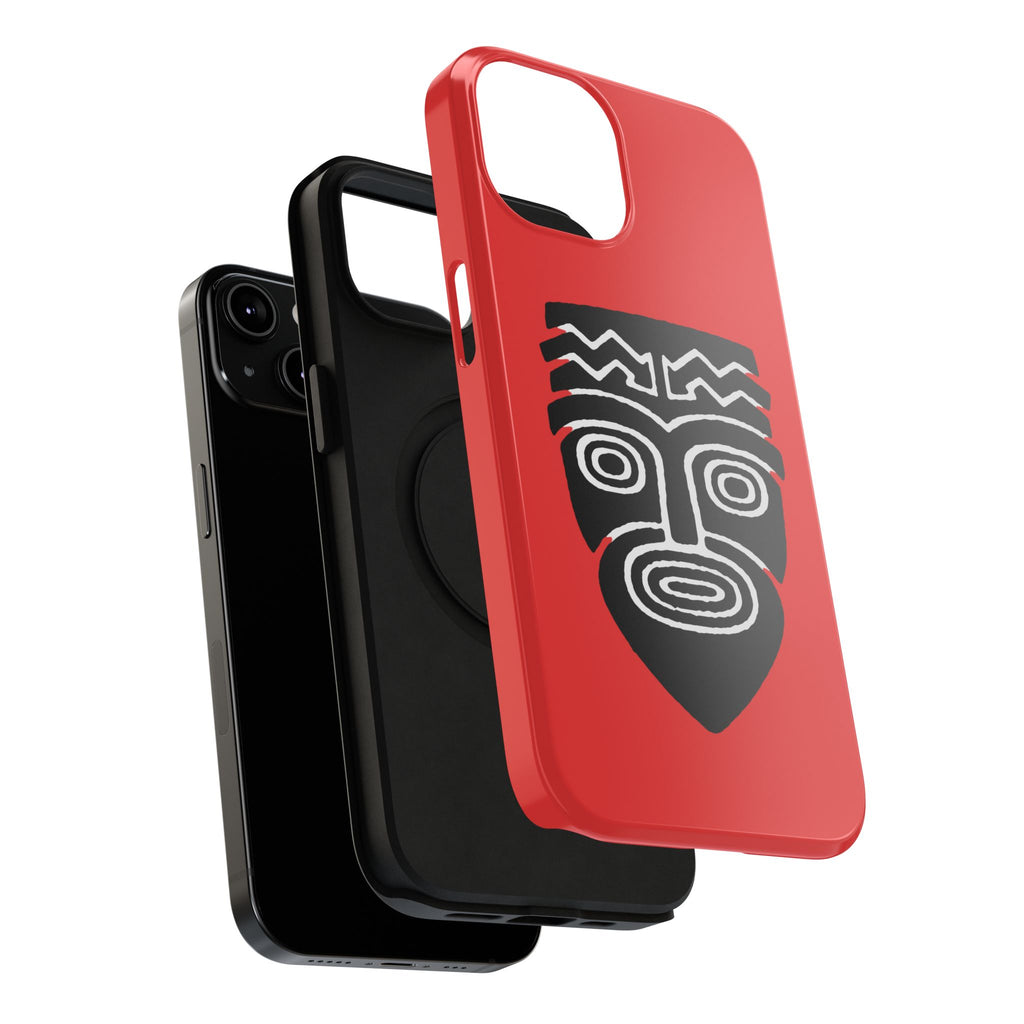 Phone Case Tiki Mask Impact-Resistant Phone Case — Bold Red Protective Cover