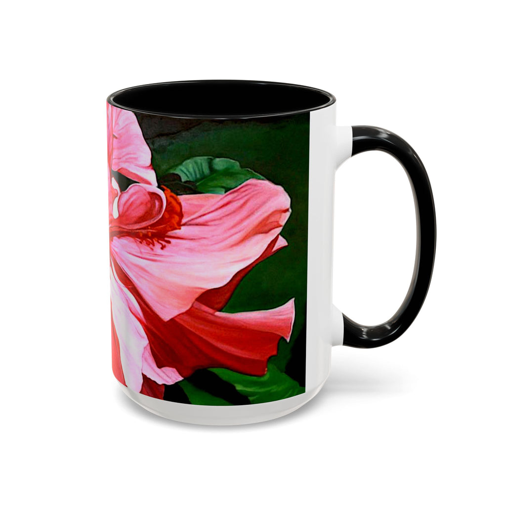 Coffee Mug Pink Hibiscus Painting (11, 15oz)